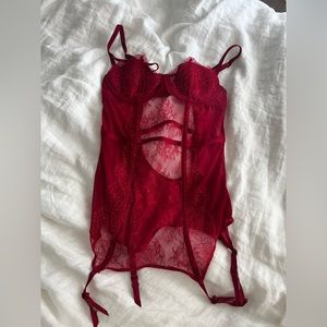 Victoria’s Secret red lace corset lingerie 32B